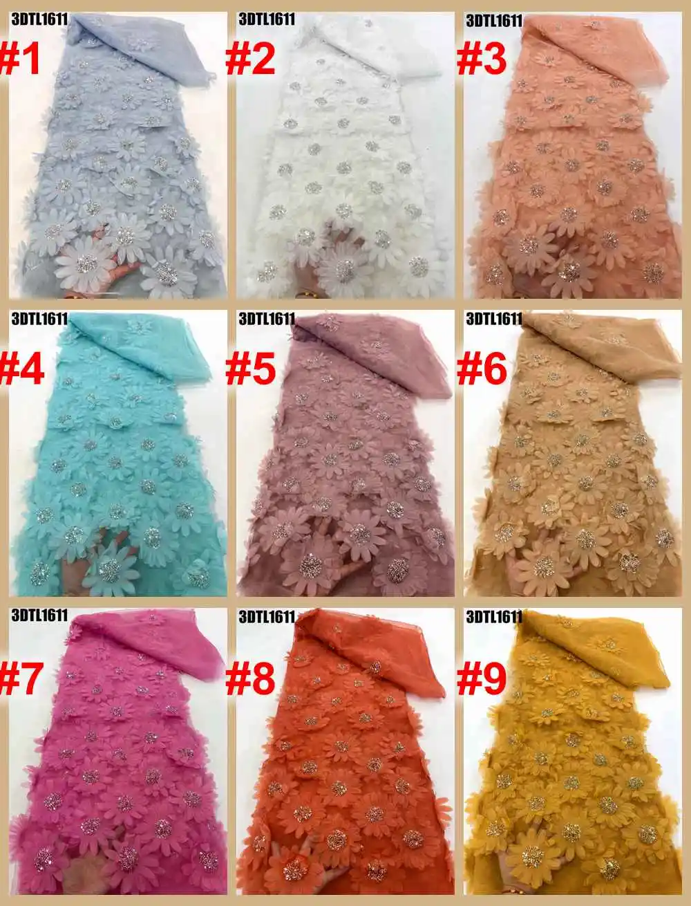Yurosiay Tessuto in pizzo ricamato a fiori, 200 x 150 cm, tulle con ricamo floreale, per ricamo floreale, tessuto colorato, fiori ricamati, tulle al metro, colore Bianco