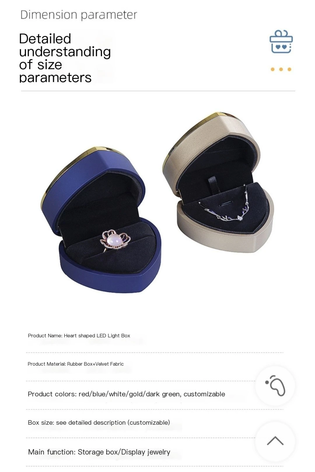 Light Luxury Semi-Circular Light Box Series Velvet Jewelry Box Bronzing Indentation Exquisite Necklace Bracelet Ring Storage Box preview 6