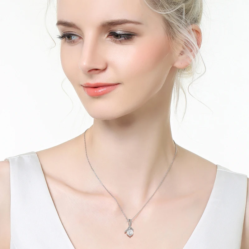 Wholesale Stainless Steel Jewelry Water Drop Crystal Zircon Pendant