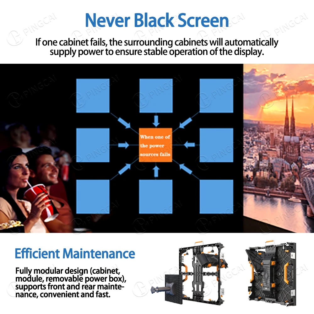 PINGCAI P2.604 Rental LED Screen 3X4 6X3 Outdoor Led Video Wall Concert Roadshow Mobile Stage Led Display Screen Wall Led