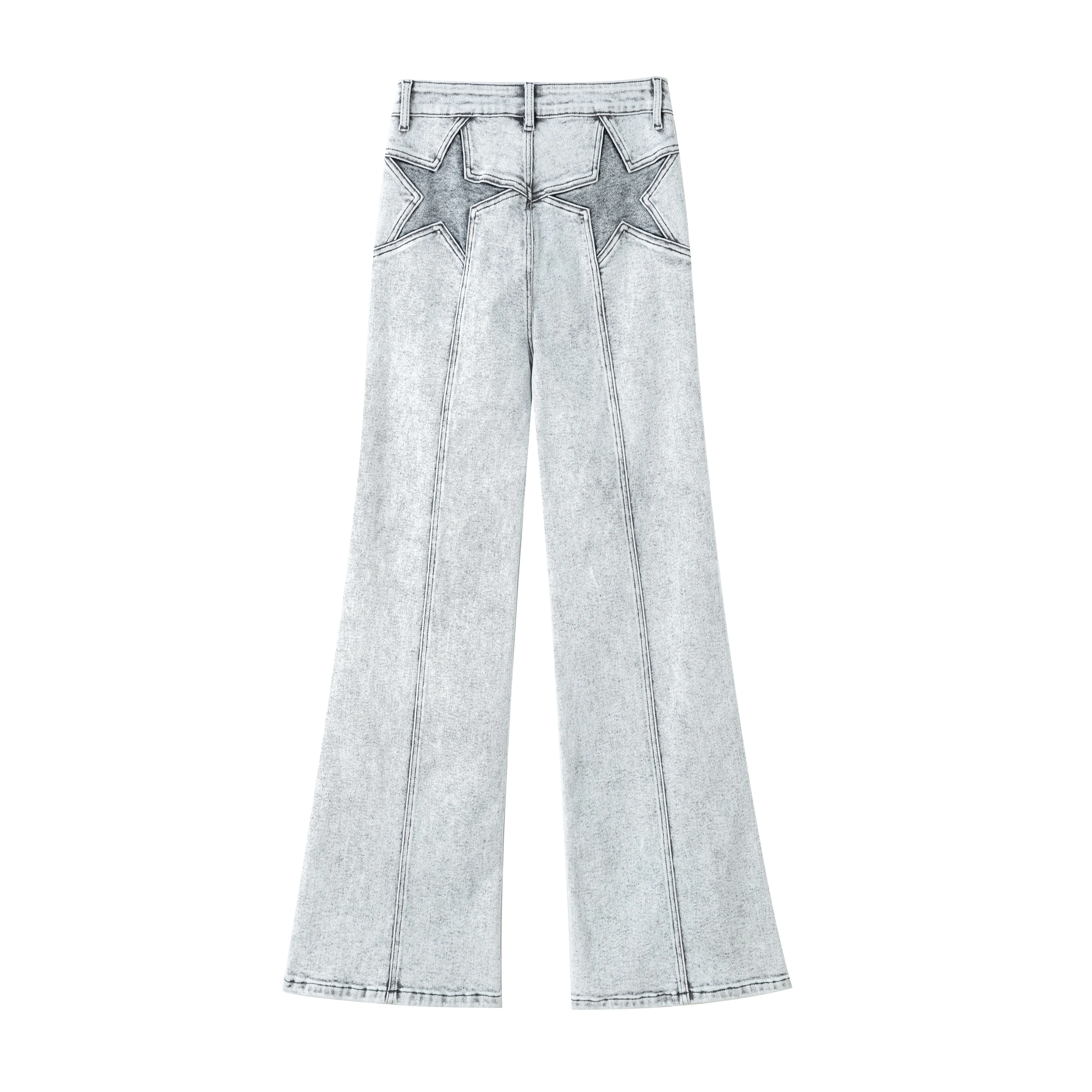 Manufacturer Washed Rivet Beading Rhinestone Embroidery Flare Jeans Denim Pants Wide Leg Denim Jeans Women's Pants Women Jeans