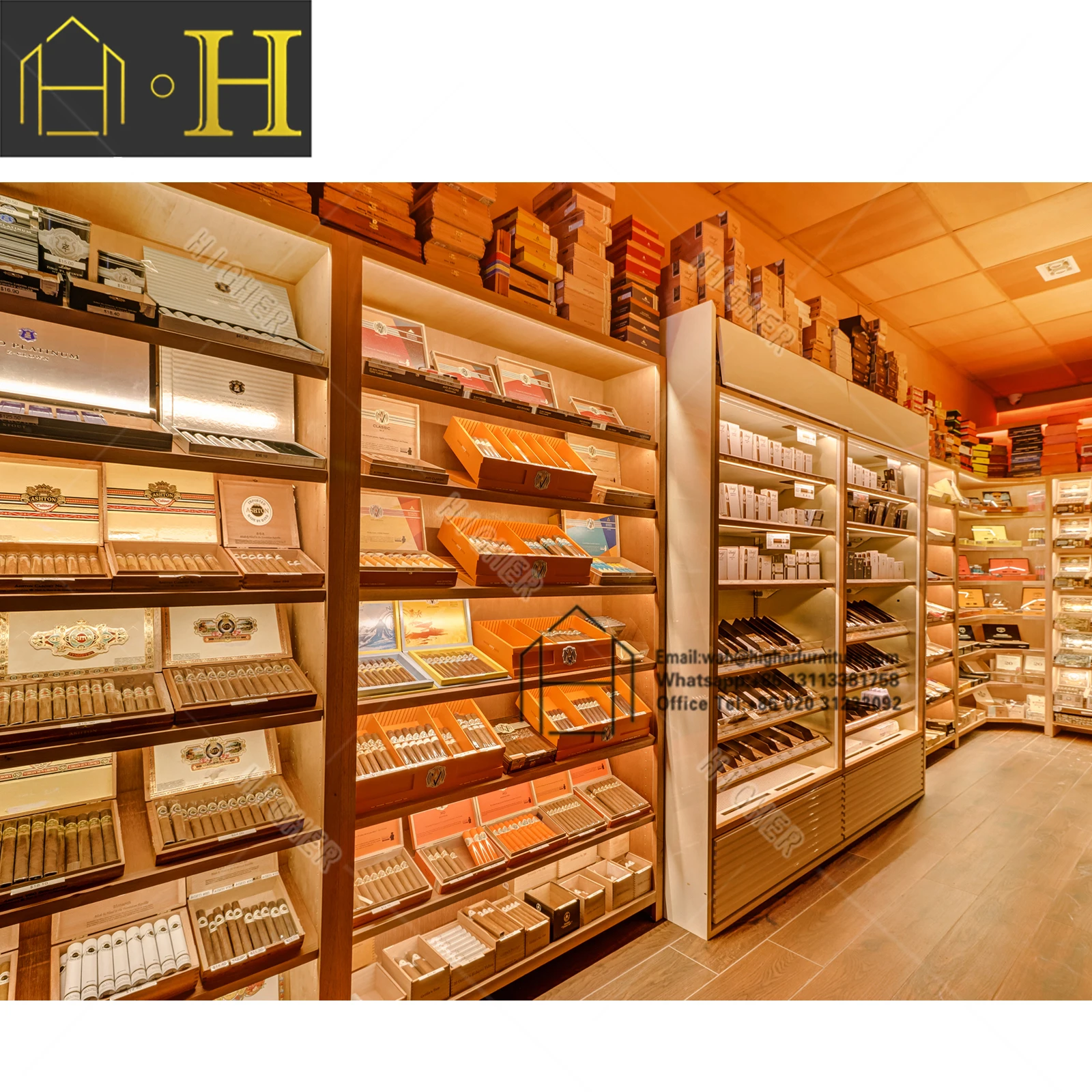 Custom Design Cigar Smoke Wine Store Showcase - LED Light