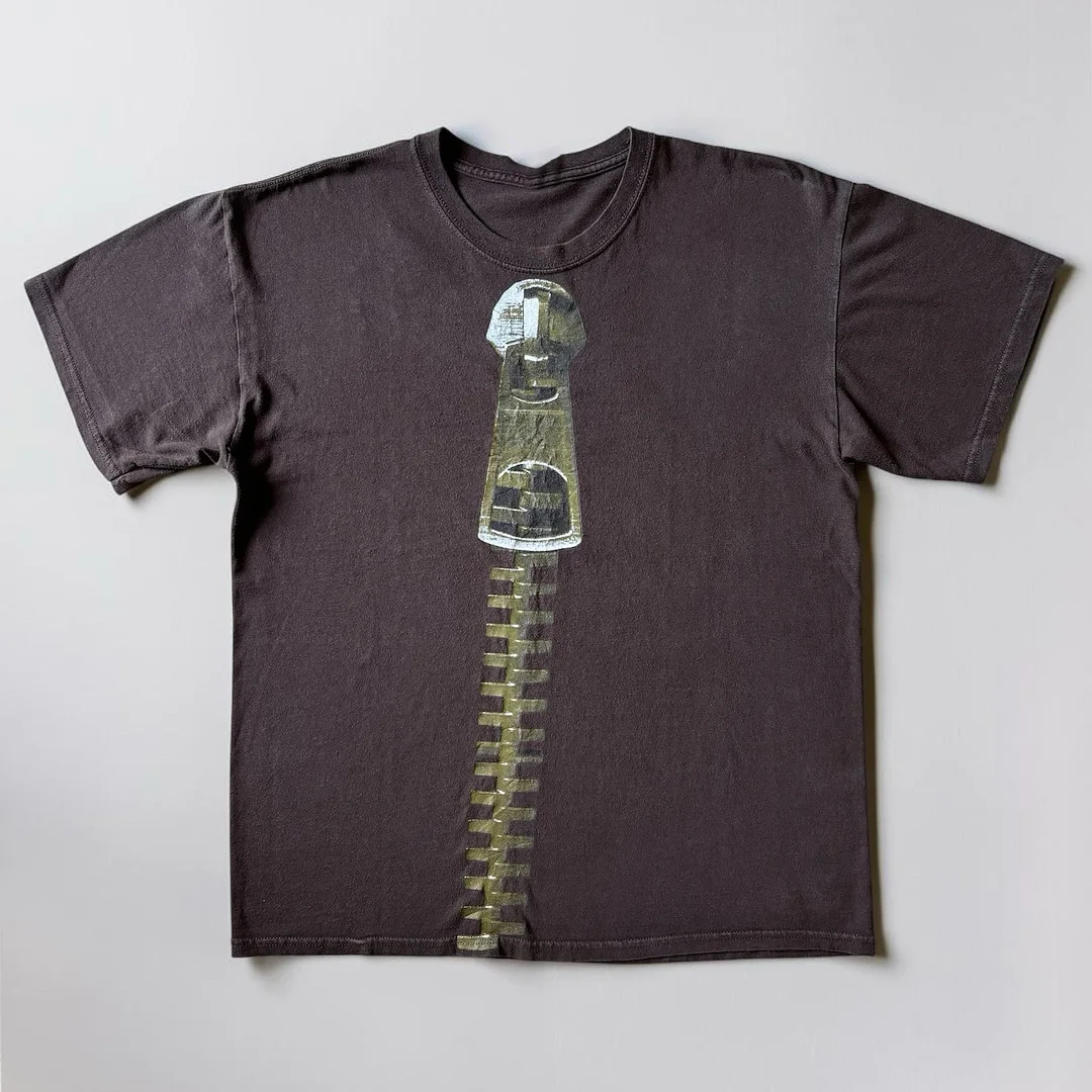 Přizpůsobitelný pánský letní vintage omytý hnědý tričko, digitálně potiskované grafické tričko s boxy střihem, streetwear krátký rukáv