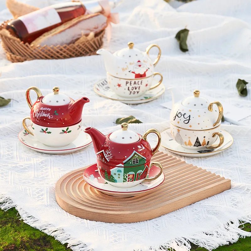 New Bone China Tea Cup And Saucer Tea For One Set Afternoon Coffee Cup Latte Cup Color Box Christmas Ceramic Coffee set w spoon