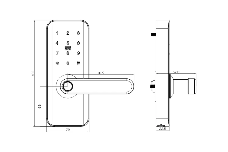 Умный рычаг дома отпечатков пальцев дверные ручки цифровой PIN-код карты Дверной замок с сенсорным экраном