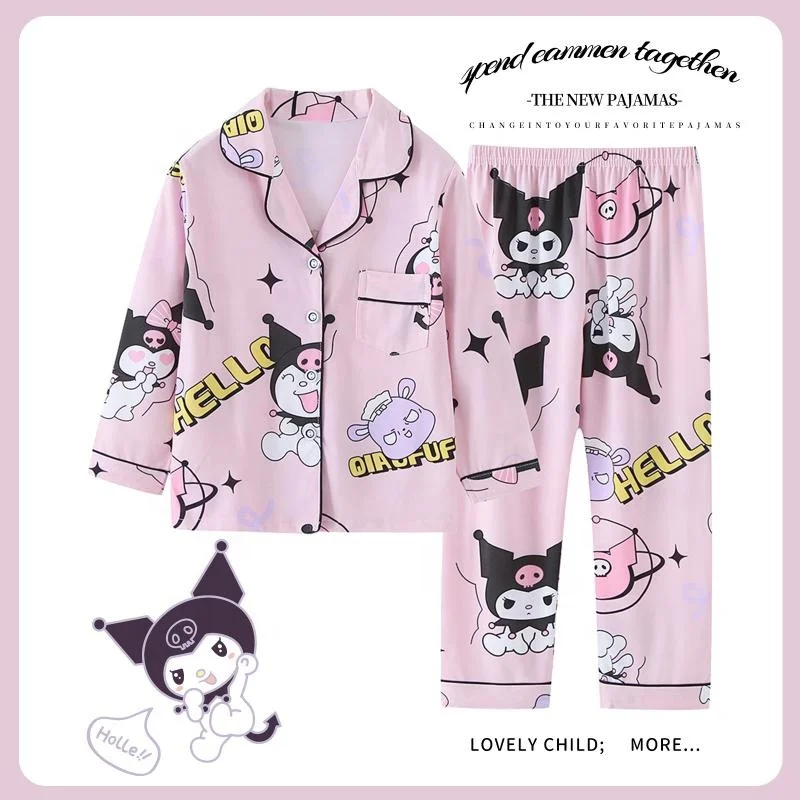 Kawaii Sanrios Cinnamoroll Children's Long-sleeved Pyjamas Anime Kuromi ...