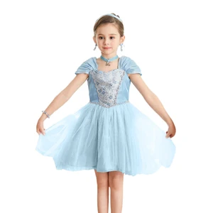Elegant Christmas Unicorn Princess Halloween Costume Cotton Dress for Girls Colored Ribbon Sequin for Cosplay Party Children