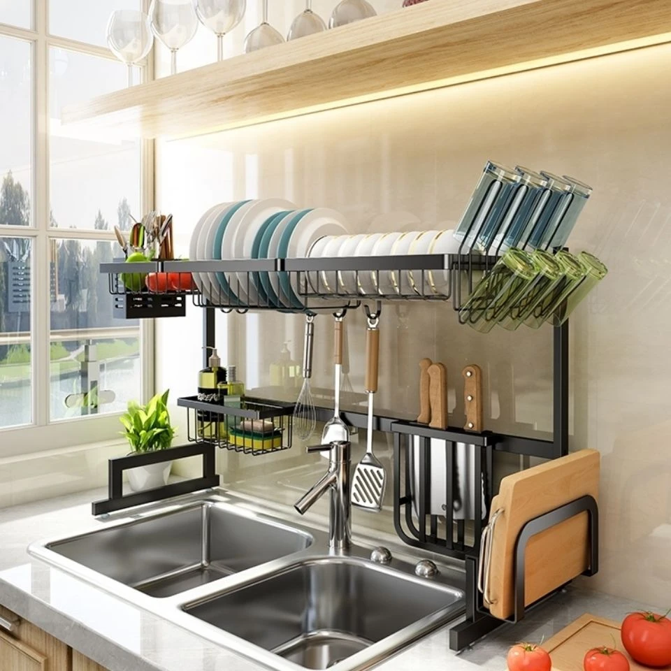 Loyalfire 2 Tier Full Stainless Steel Over Sinks Dry Rack