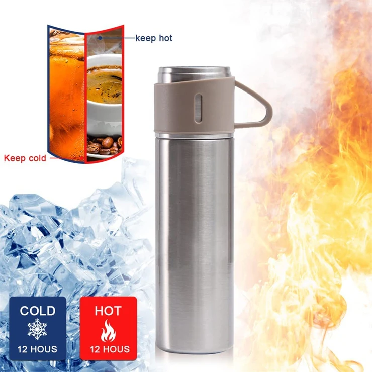 Water Flask Vacuum Insulated Bottle with Cup for Coffee Stainless Steel Thermo Set 500ml