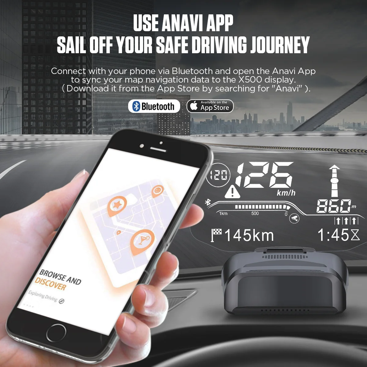 Autool X500 Obd2 Scanner Hud Gps Navigation Head Up Display Windshield ...