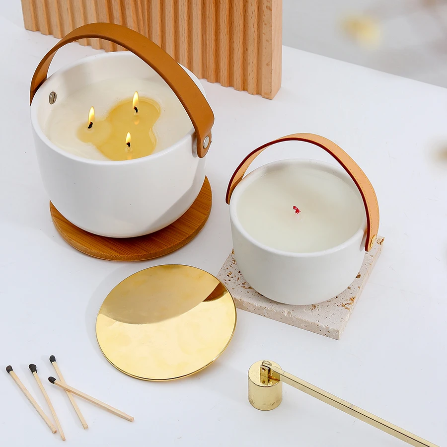 Wholesale Unique 3 Wick Large Candle Jar Nordic Custom White Luxury