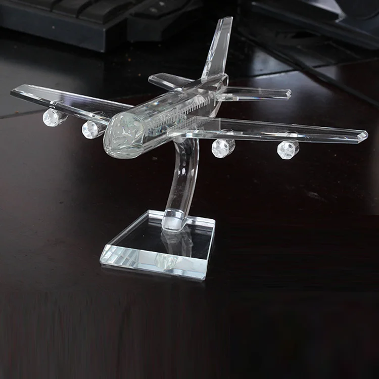 Factory Direct Selling Custom Crystal K9 Crystal Airplane Model Crystal Figurine for Souvenir