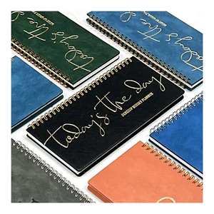 2026 52-Week Undated Weekly Planner Custom PU Leather Spiral Table Calendar Notebook Planners Thread Sewing for Office Desktop