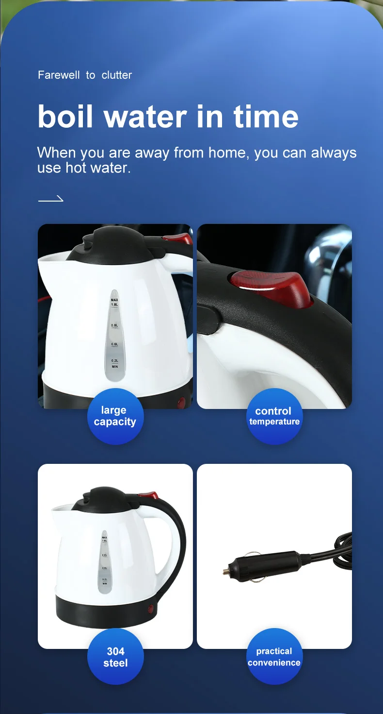 12 Volt Hot Water 24v Car Electric Kettle Water Heaters Portable Hot