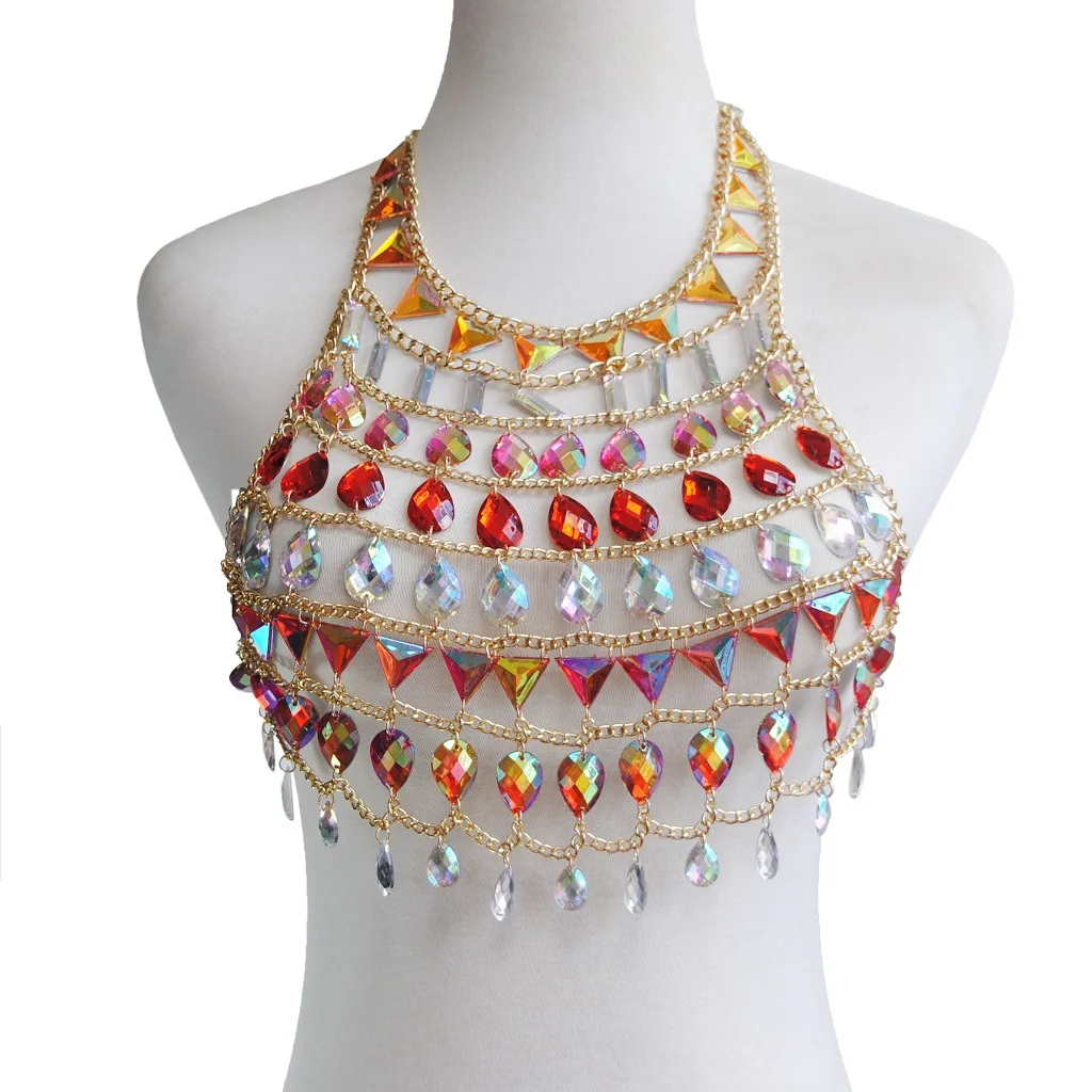 Exploding Nightclub Dripping Gem Hanging Neck Hollowed Out Vest Bikini Body Chain