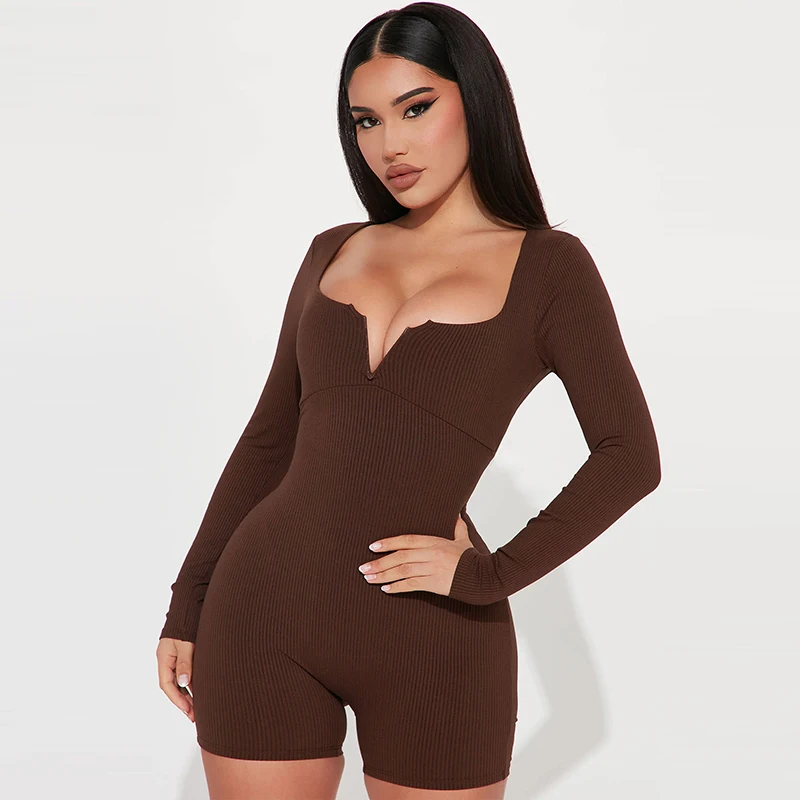 Solid Rib-Knit Romper main image 0