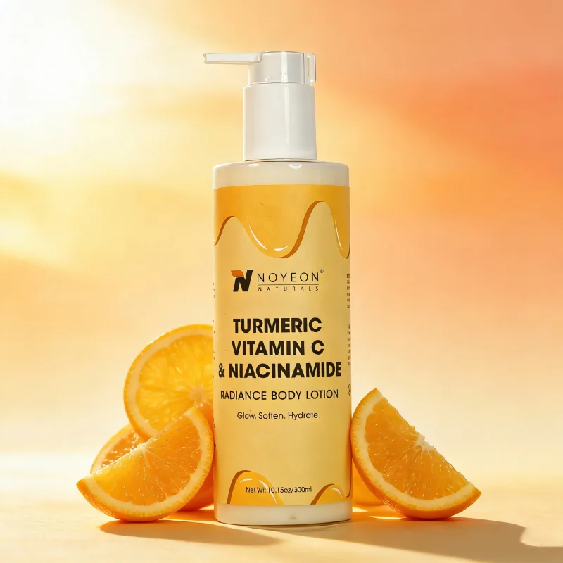Private Label Turmeric Vitamin C Body Lotion 100% Vegan Low MOQ Clean Beauty Organic Niacinamide Skincare Supplier