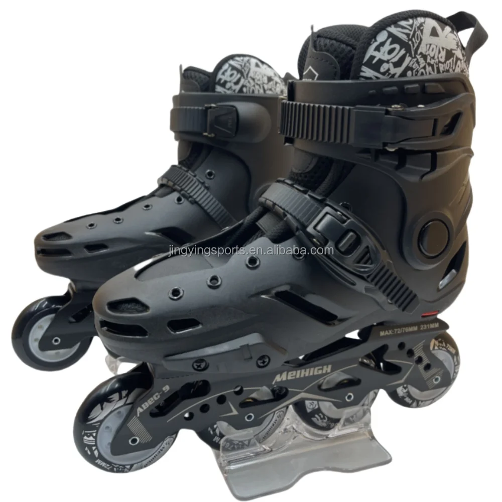 Professional Inline Flat Flower Roller Skates for Men and Women Students  Wheels Black Gold Cool Aluminum Alloy Frame Skates