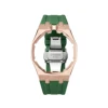 rose gold stainless steel case+green silicone band