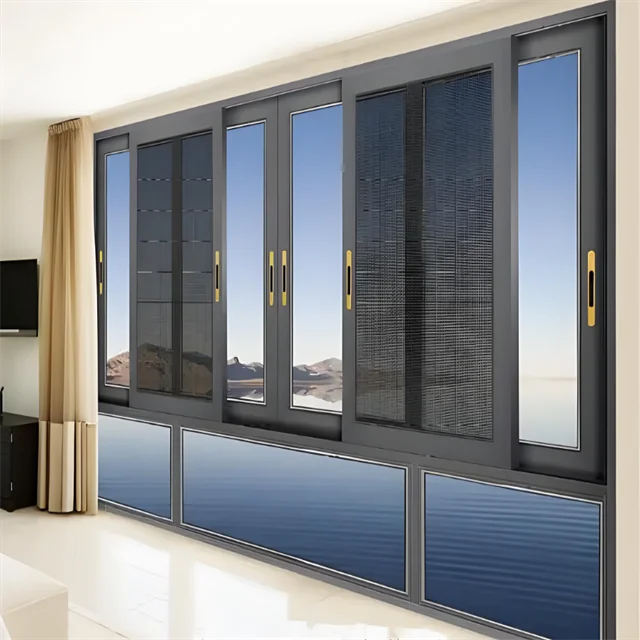 Modern Popular Aluminum Alloy Sliding Window Hidden Drainage Double Glazed Sliding Window