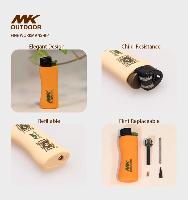 Mk Custom Logo Cigarette Lighters Cover Smoking Flame Flint Lighter