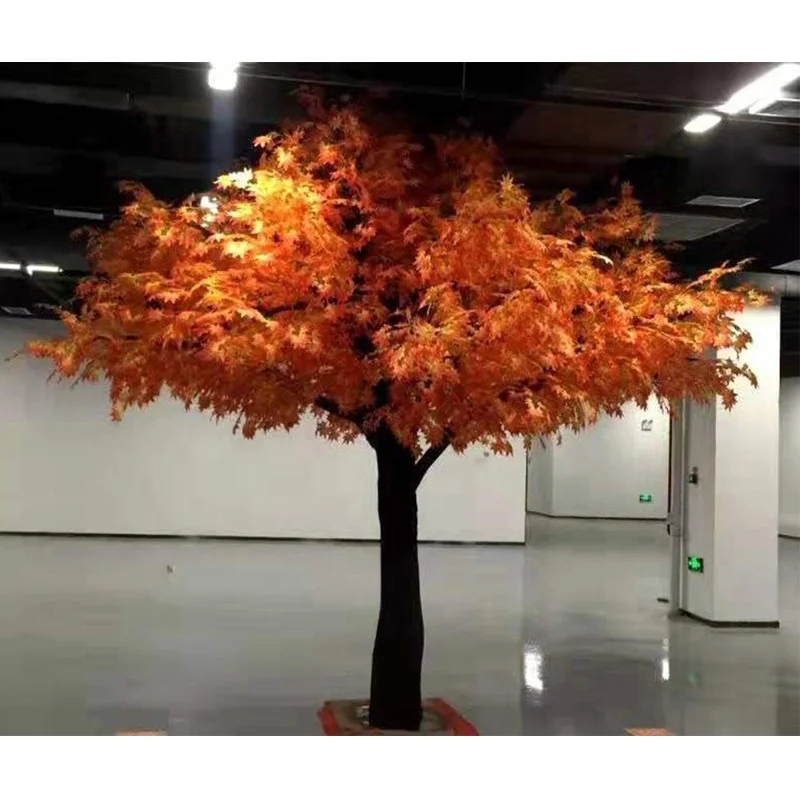 Wholesale 300cm Height Cheap Artificial Red Maple Tree Plant for Indoor Decoration Decorative Orange