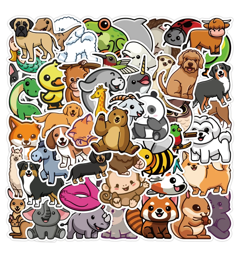 50pcs Cartoon Graffiti Animal Stickers For Notebook Water Cup Decal ...
