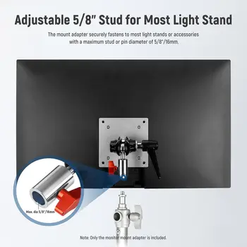 NEEWER 2 Pack Monitor Mount Adapter with VESA Mount, Aluminum Alloy Light Stand Adapter Dual 360 Ball Joint M4 Screw & 5/8" detail image