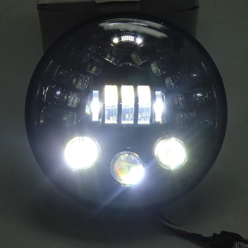 Мотоцикл 7 дюймов светодиодные фары 75 Вт совмещенный дальний/ближний свет Адаптивная светодиодная