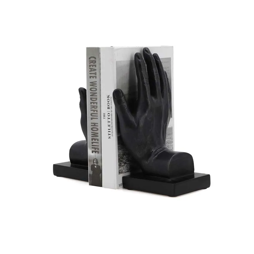 Wholesale Resin Black Hand Design Bookend Holder For Home Decoration