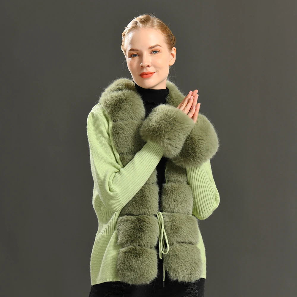 Wholesale Women's Fur Trim Sweater Fake Fox Fur Short Faux Fur Cardigan -  Buy Faux Fur Cardigan,Women's Fur Trim Sweater Faux Fur Cardigan,Real Fox 