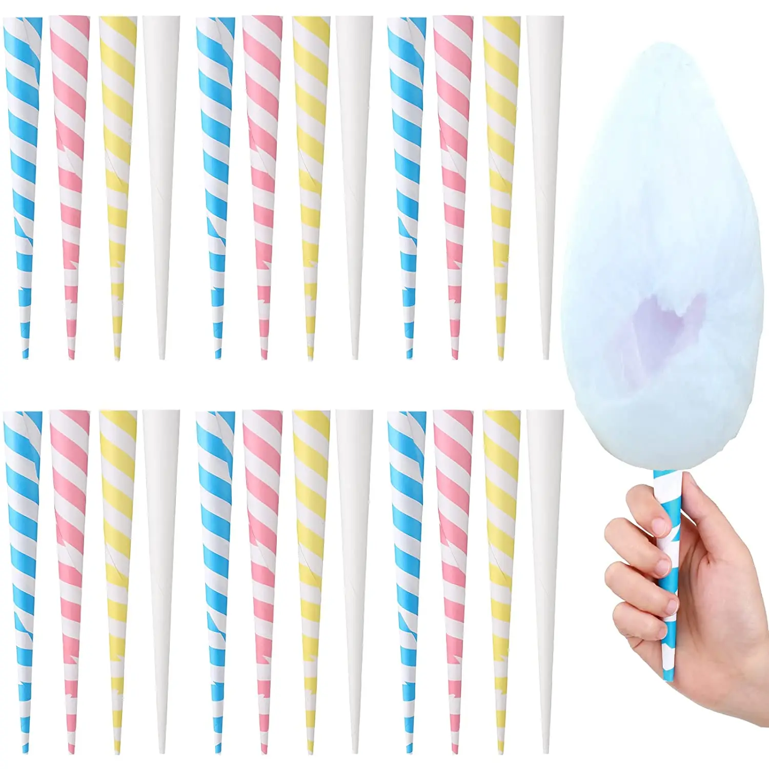 Carnival Candy Maker White Disposable Paper Floss Sugar Cotton Candy Cones