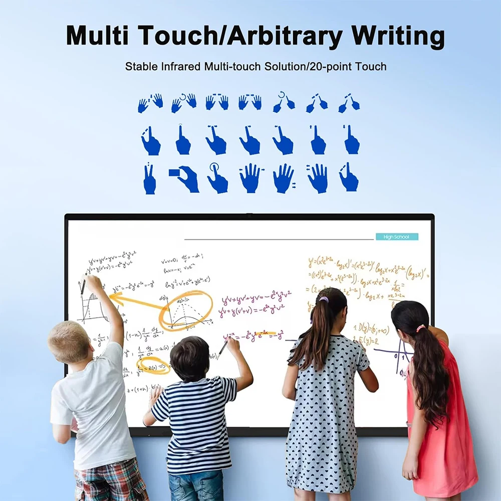 KINGONE OEM ODM 4K LCD Display 65 75 86 100 110 Inch TV Interactive Flat Panel Digital Whiteboard Touch Screen Smart Board