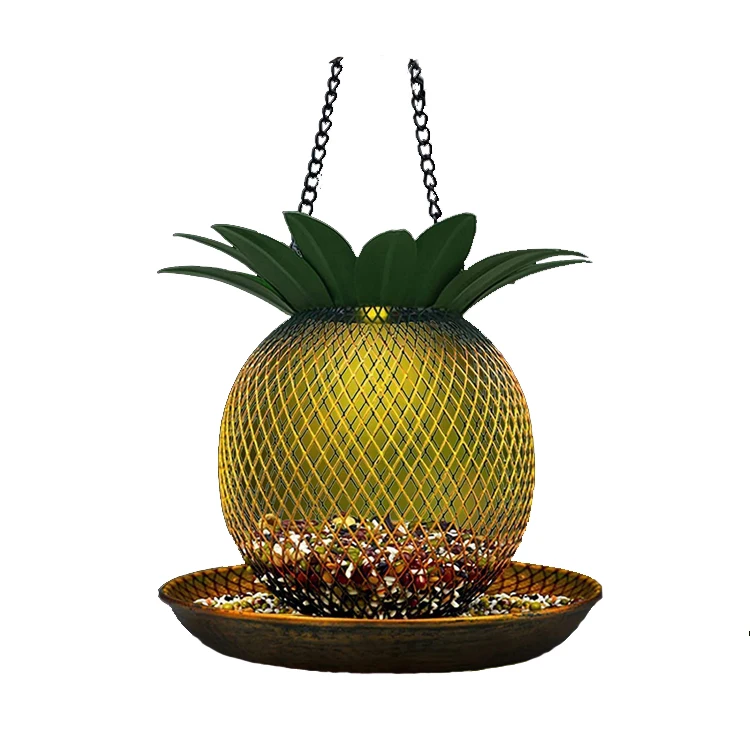   Metal Mesh Hanging Solar Bird Feeder