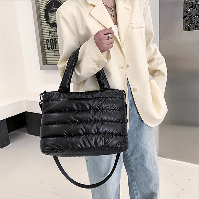 Simple Fluffy Single Shoulder Tote Bag Women Pillowcase Down Cotton Hand  Bags Quilted Pu Designer Down Crossbody Puffer Handbag - Buy Fluffy Single  Shoulder Tote Bag,Pillowcase Down Cotton Hand