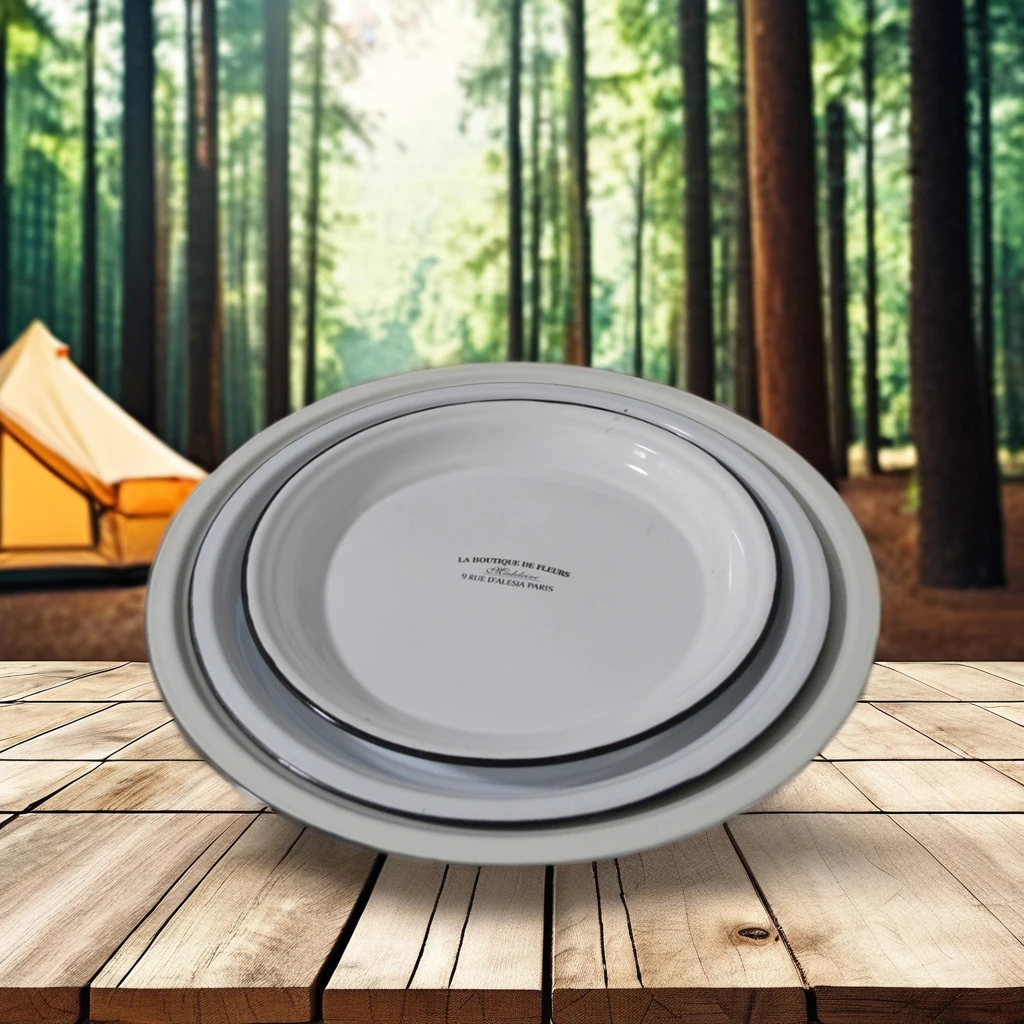 Прямая Продажа с фабрики эмалированный металлический поднос 30/35/40 см сервировочная тарелка для дома или кемпинга Узорчатая посуда для посуды