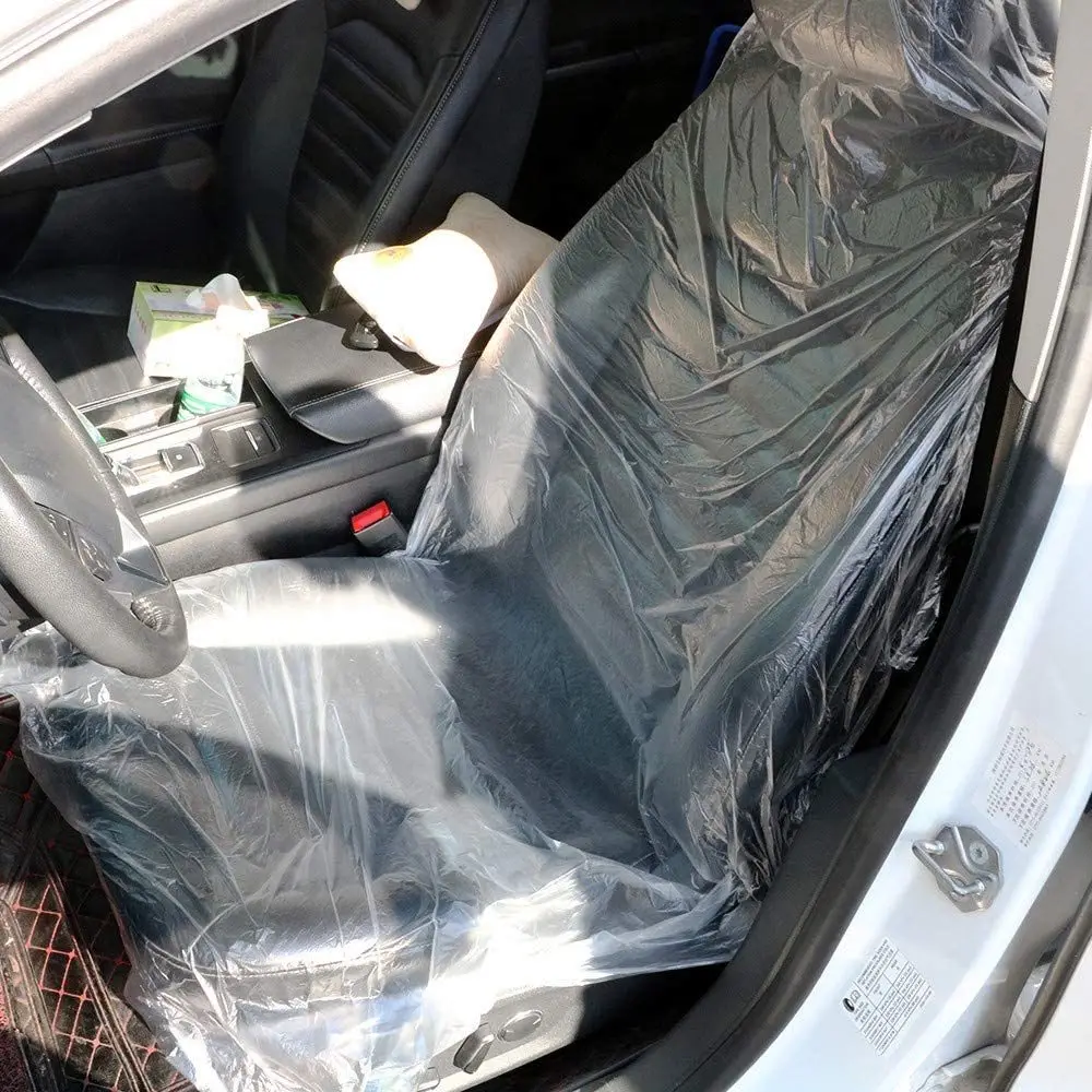 Универсальные одноразовые чехлы на сиденья автомобиля из полиэтилена, универсальные прозрачные водонепроницаемые чехлы на сиденья автомобиля из прозрачного пластика