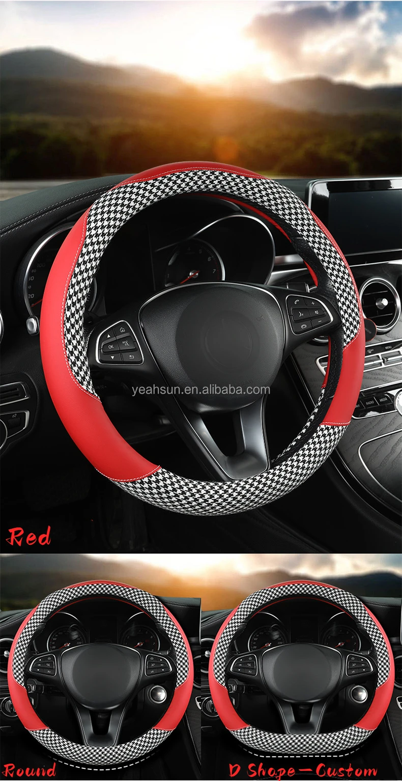 Fashion Cute Design Car Steering Wheel Cover Pu Pvc Leather Steering