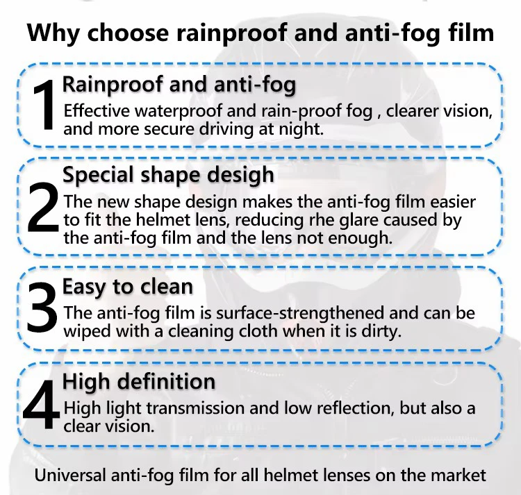 Free Shipping Durable PET Material Nano Coating Sticker Rainproof Anti-fog Film for Universal Motorcycle Helmet Visor supplier