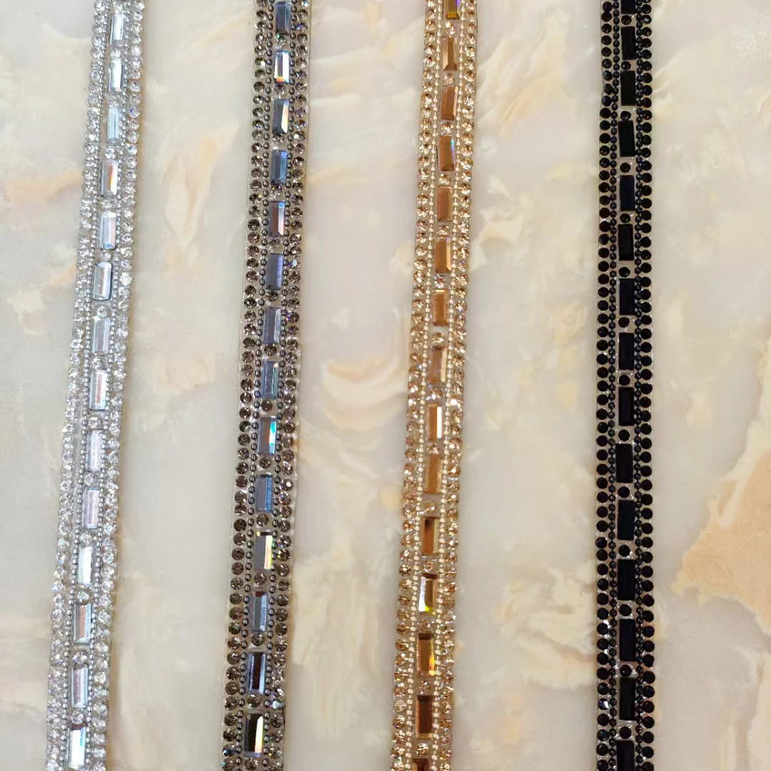 Self Adhesive Crystal Rhinestone Diamond Ribbon Trim Sheet Hotfix Bling Rhinestone Iron on Tape for Shoes  Crafts Decoration