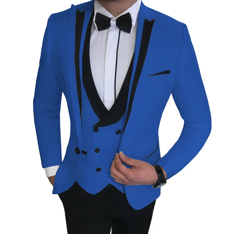 White Slit Mens Suits 3 Piece Black Shawl Lapel Casual Groom Tuxedos ...