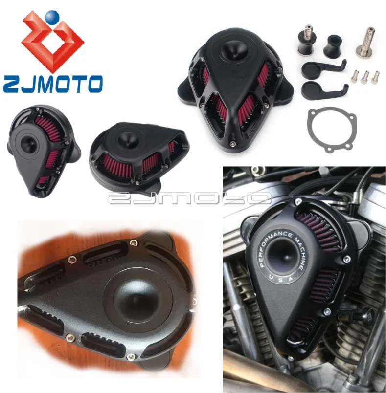 Luftfilter Für Harley Sportster (883, 1200, 48) 2004-2024 – Schwarz, Aluminium, Freiliegendes Design