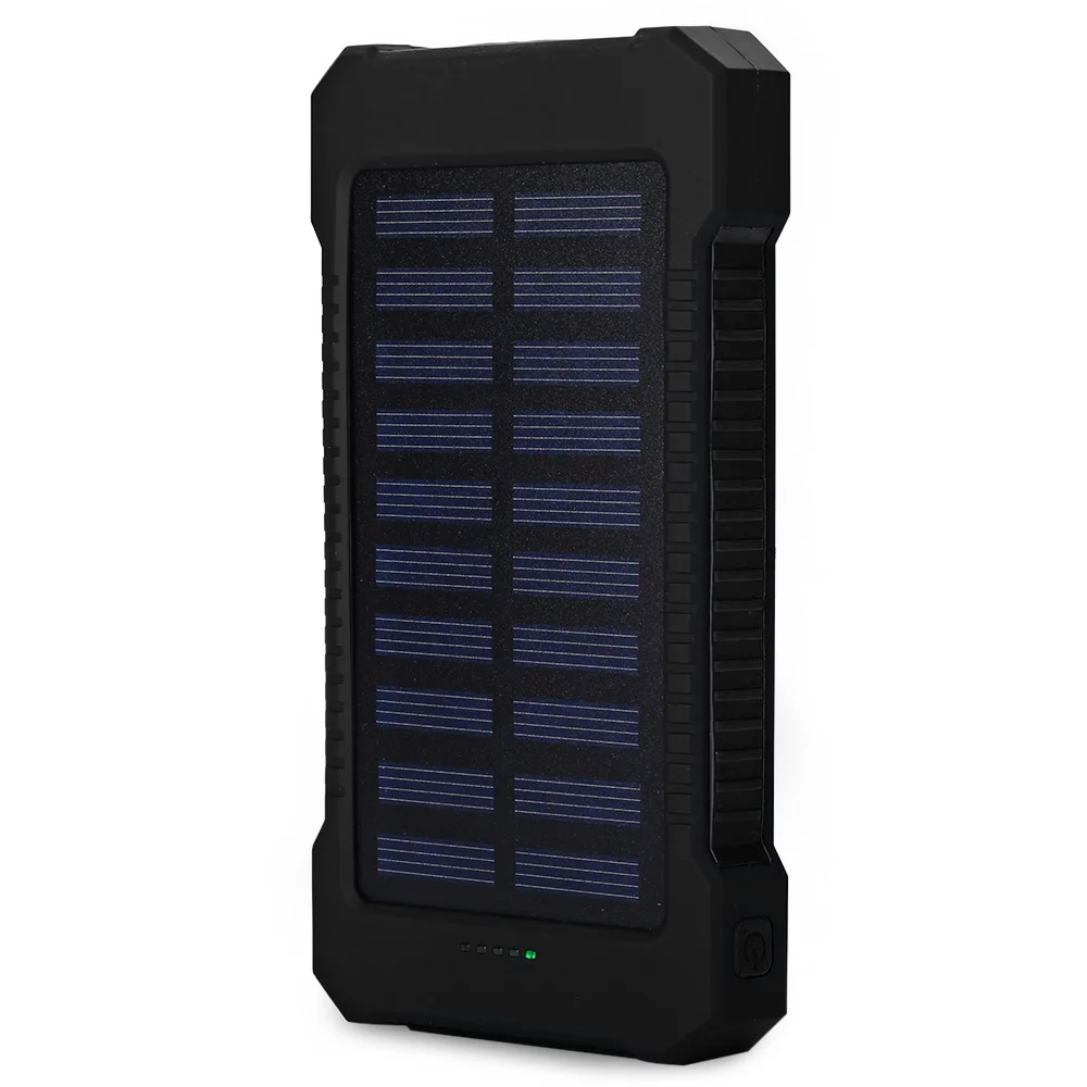 Solar Power Bank Dual USB Power Bank 20000mAh Waterproof Battery Charger External Portable Solar Panel with LED Light