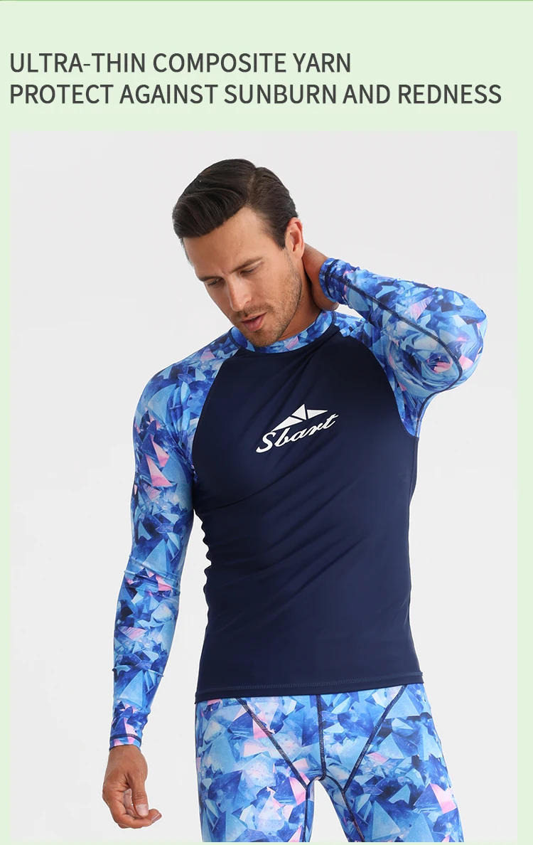 Custom Sublimation Printing Long Sleeve Rashguard Quick Dry Breathable Men's Rashie UPF50+ Rash Guard For Men Sunscreen T-shirt