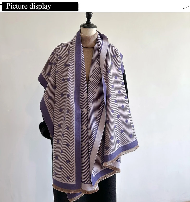 Premium Winter Warm Scarf For Women Dot Pattern Soft Wrap_voghion.com