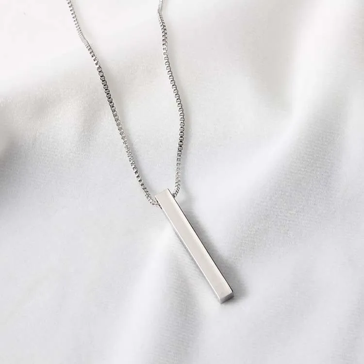 Chain 3D Bar Pendant Necklace