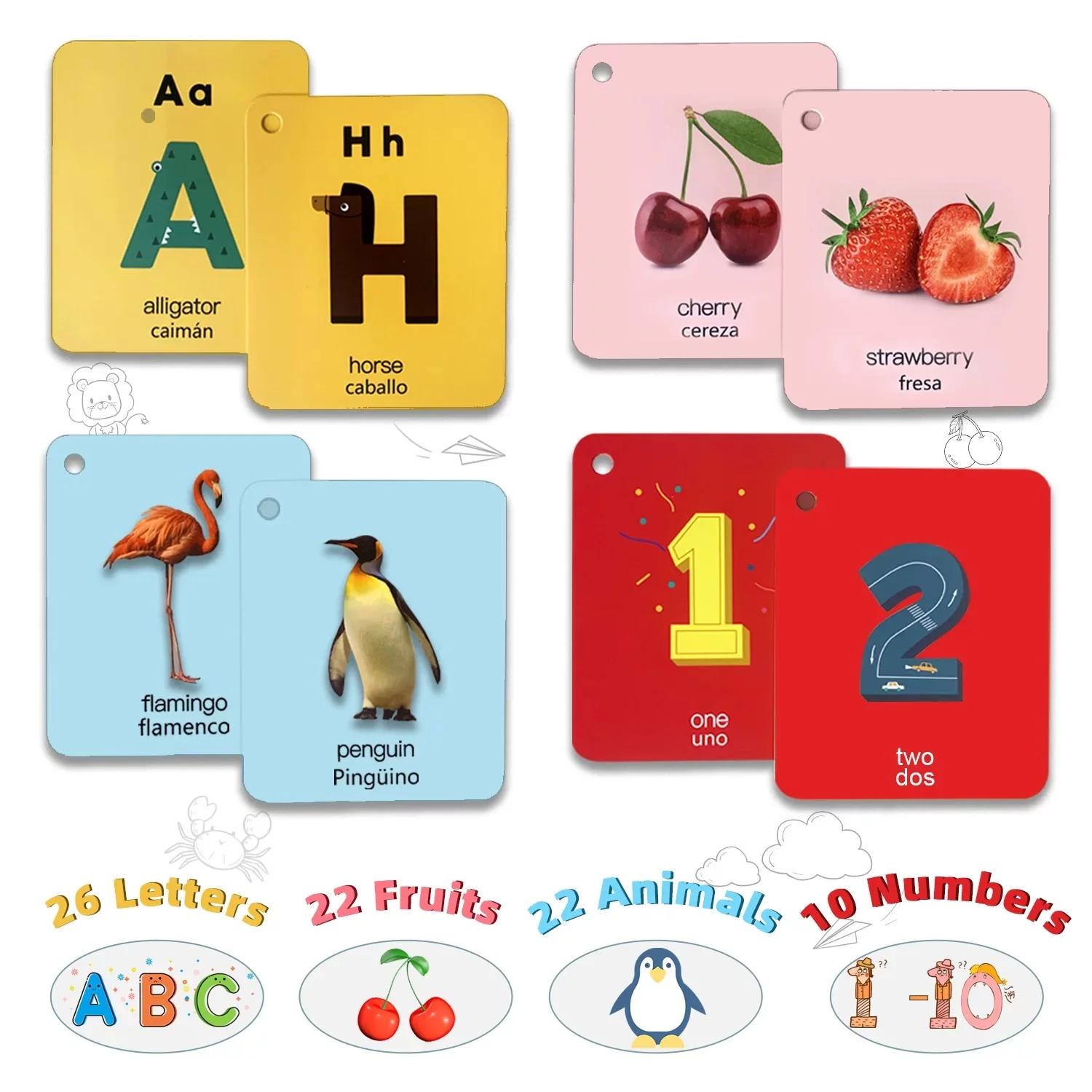 Custom Kids Flash Card Printing 52 Card Deck Children Educational Learning Card Deck