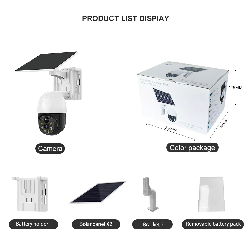 Solar Panel WiFi  CCTV PTZ Camera Outdoor  1080P Wireless Solar Security WiFi Battery Power Network Camera