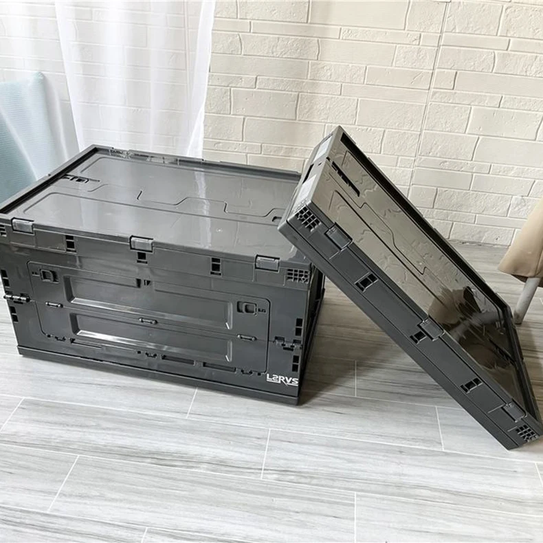 80L Front Open Collapsible Plastic Box Storage Plastic Camping Container With Lid Plastic Foldable Box details