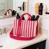 bolso tote de lona a rayas rosa